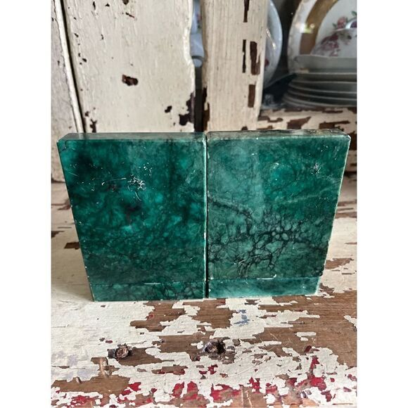 Pair Vintage 1960s Genuine Alabaster Hand Carved  Italian Owl Bookends Green Ivo - Picture 7 of 13